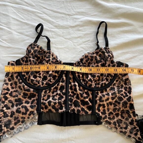 Anthropologie Giselle Lace Bustier Leopard Print Corset Top Sz S - Picture 4 of 9